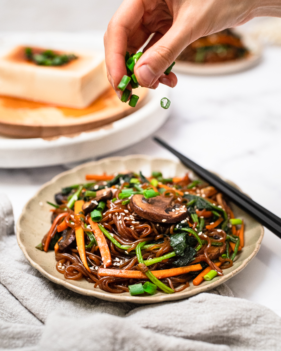 Veggie Shirataki Noodle Stir-Fry (Japchae) | Lokyi's Food Studio